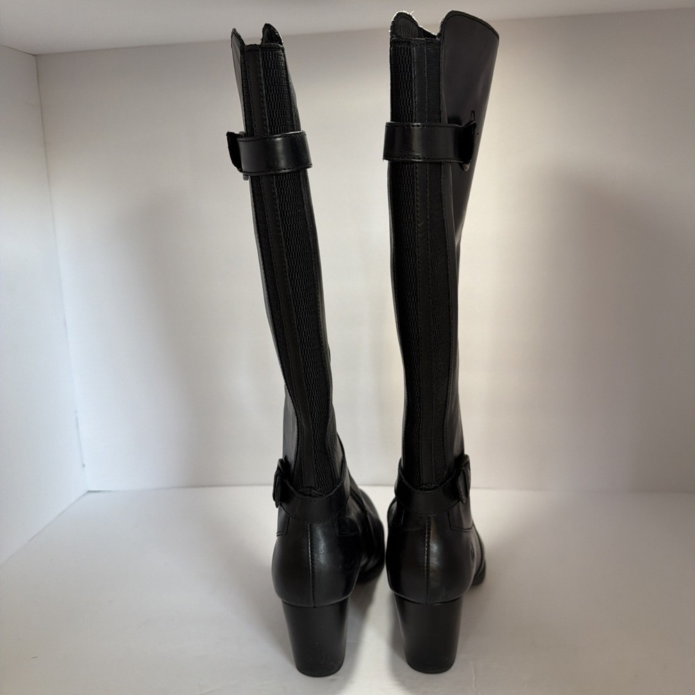 BORN size 8 1/2 or 40  black leather tall knee high calf buckle boots  8.5 - Picture 5 of 11